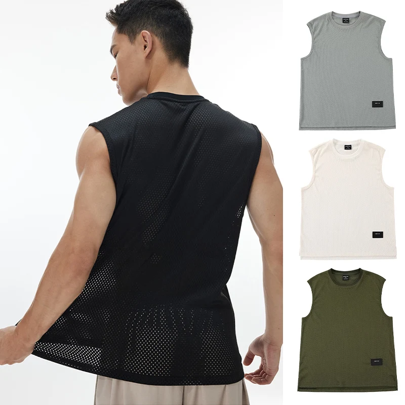 Sleeveless Undershirt - Мужская свободная повседневная спортивная майка, сетчатая