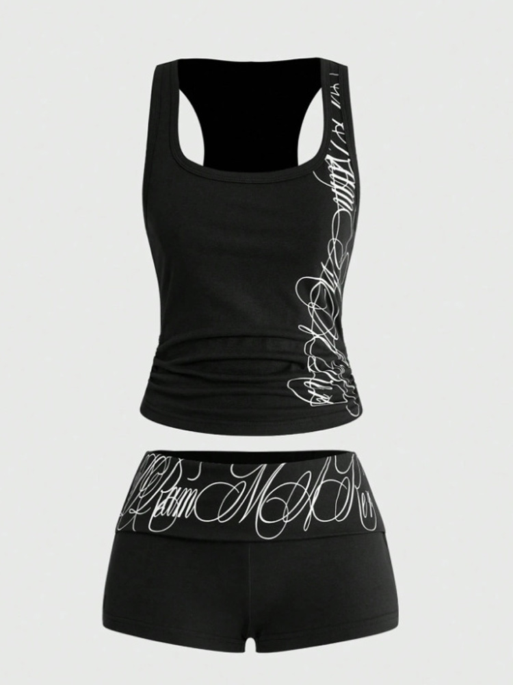 Suspender Tank Top - Летний женский комплект в стиле Y2K: